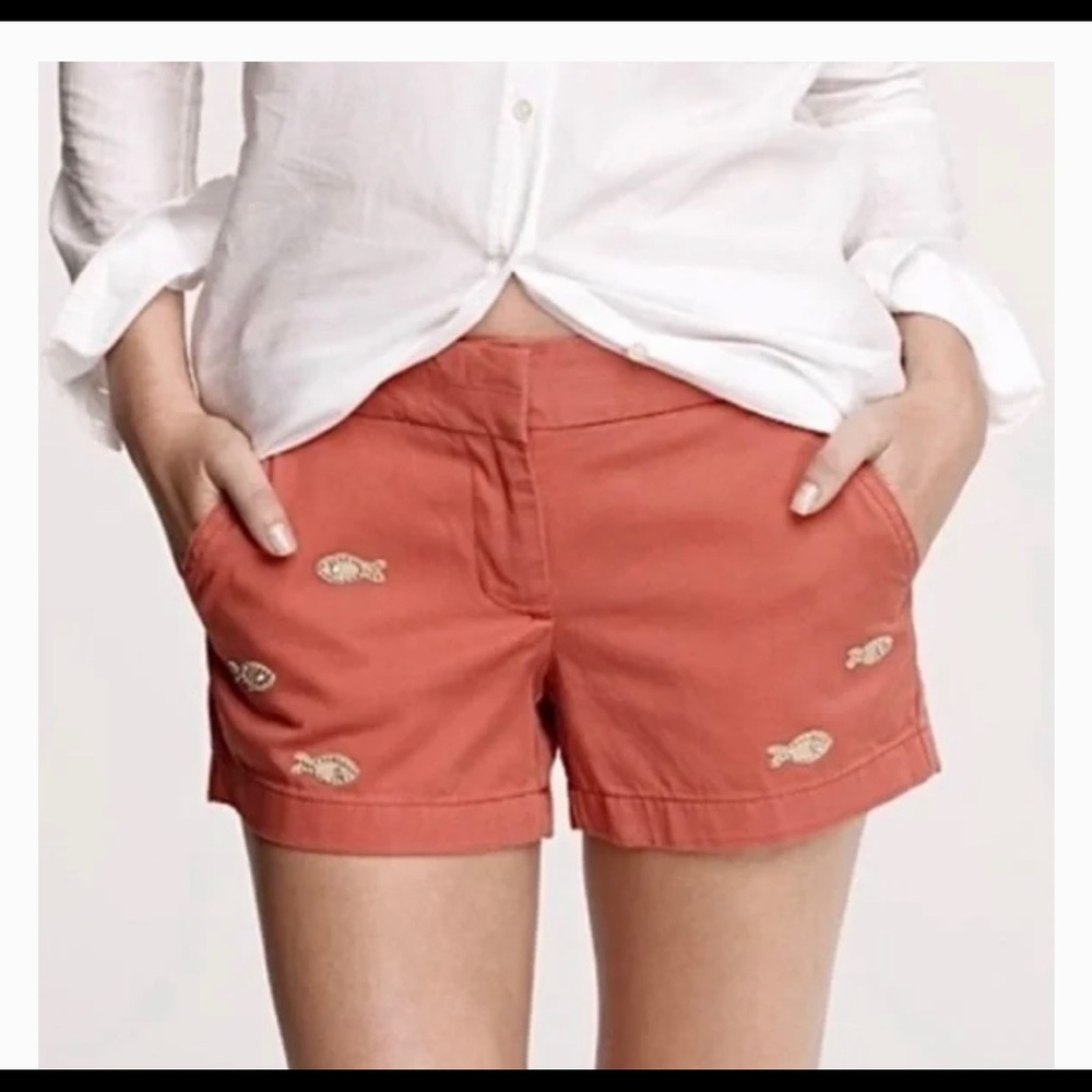J crew embellished fish chino shorts
